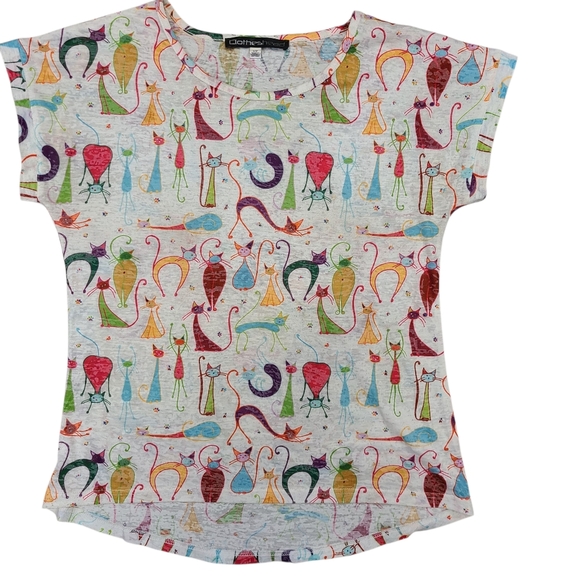 Clotheshead Women's Size Small Burnout Cat Print Thin Shirt Trendy Y2K Style Top - Picture 1 of 6